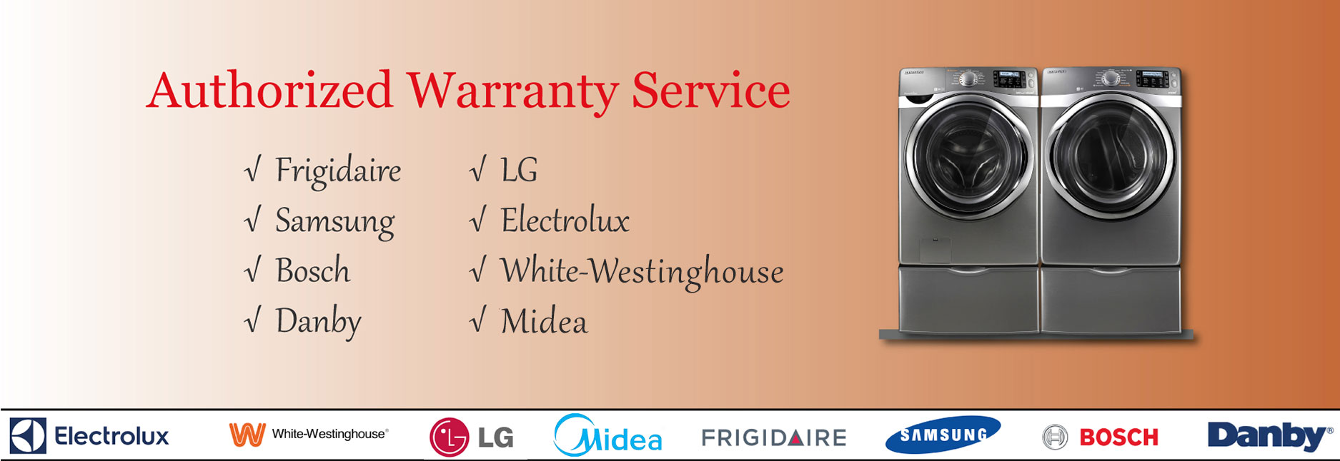 Cornwall Appliance Repair, Authorized Repair Samsung Midea Frigidaire LG Bosch Danby Electrolux White-Westinghouse.